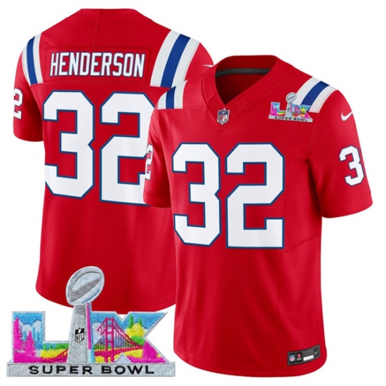 Men's New England Patriots #32 TreVeyon Henderson Red 2025 F.U.S.E. Super Bowl LX Vapor Limited Football Stitched Jersey - Ujersey