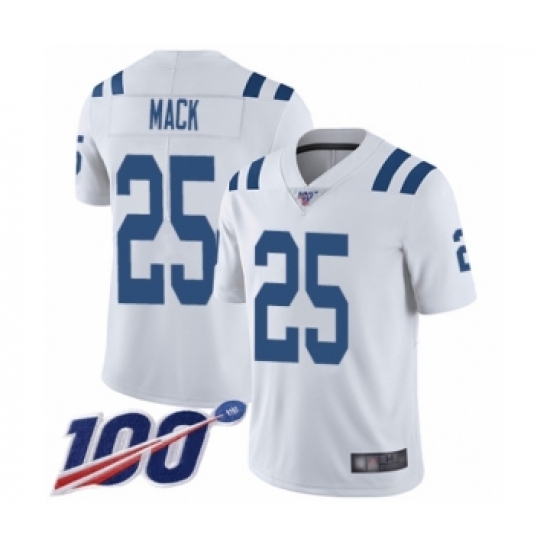 Men's Indianapolis Colts #25 Marlon Mack White Vapor Untouchable Limited Player 100th Season Football Jersey - Ujersey