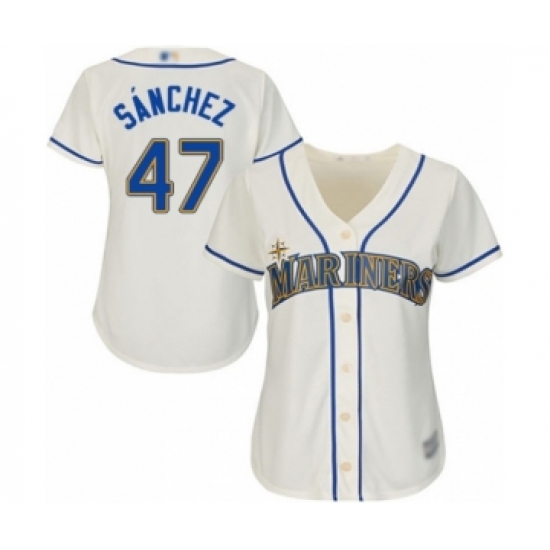 Women's Seattle Mariners #47 Ricardo Sanchez Authentic Cream Alternate Cool Base Baseball Player Jersey - Ujersey