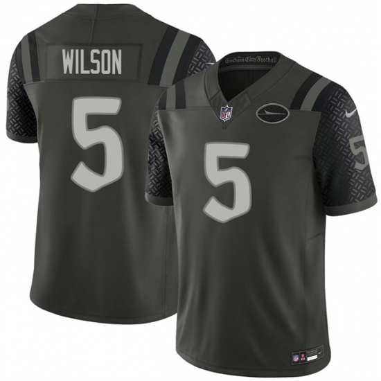 Men's New York Jets #5 Garrett Wilson Black 2025 F.U.S.E. “Rivalries” Vapor Limited Football Stitched Jersey - Ujersey