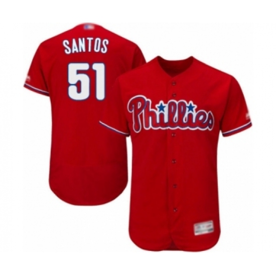 Men's Philadelphia Phillies #51 Enyel De Los Santos Red Alternate Flex Base Authentic Collection Baseball Player Jersey - Ujersey
