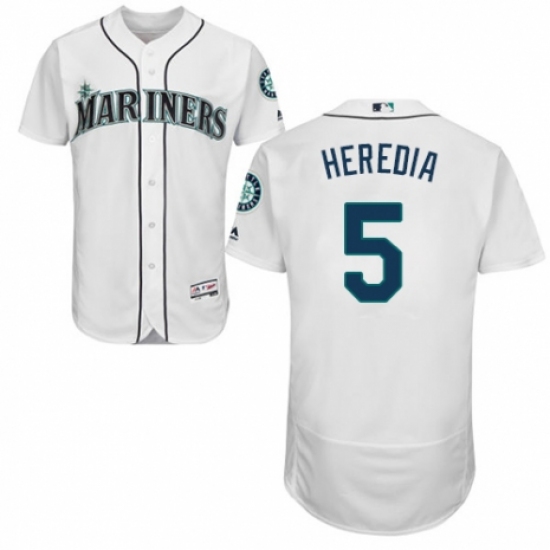 Men's Majestic Seattle Mariners #5 Guillermo Heredia White Home Flex Base Authentic Collection MLB Jersey - Ujersey