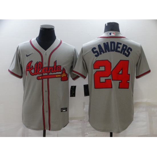 Men's Atlanta Braves #24 Deion Sanders Gray Nike MLB Jersey - Ujersey