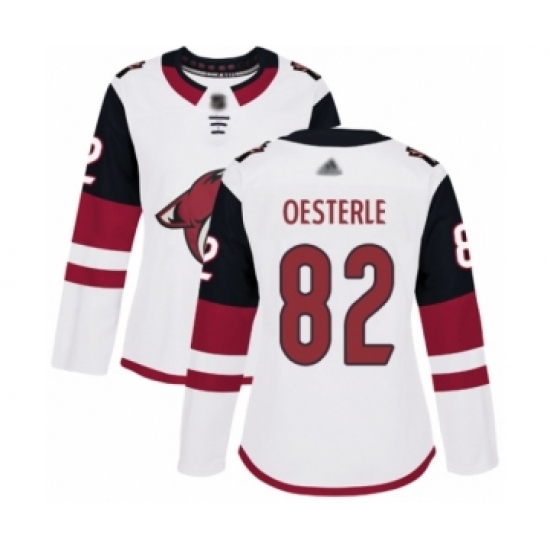 Women's Arizona Coyotes #82 Jordan Oesterle Authentic White Away Hockey Jersey - Ujersey