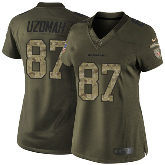 Women's Nike Cincinnati Bengals #87 C.J. Uzomah Elite Green Salute to Service NFL Jersey - Ujersey