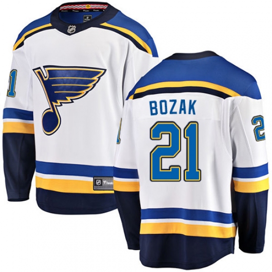 Youth St. Louis Blues #21 Tyler Bozak Fanatics Branded White Away Breakaway NHL Jersey - Ujersey