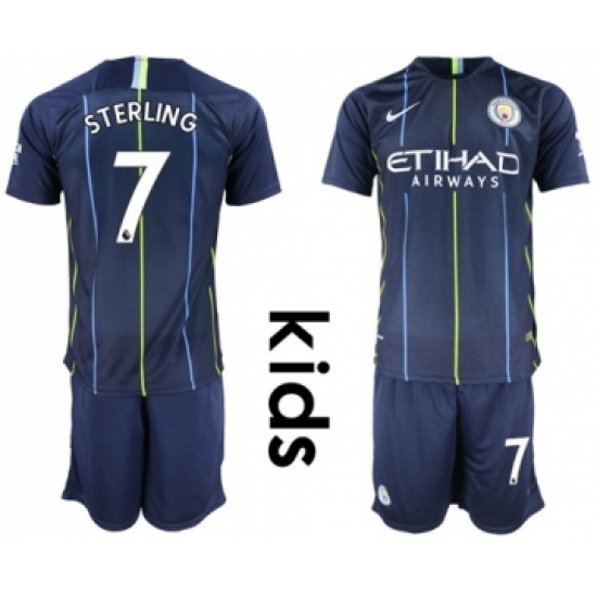 Manchester City #7 Sterling Away Kid Soccer Club Jersey