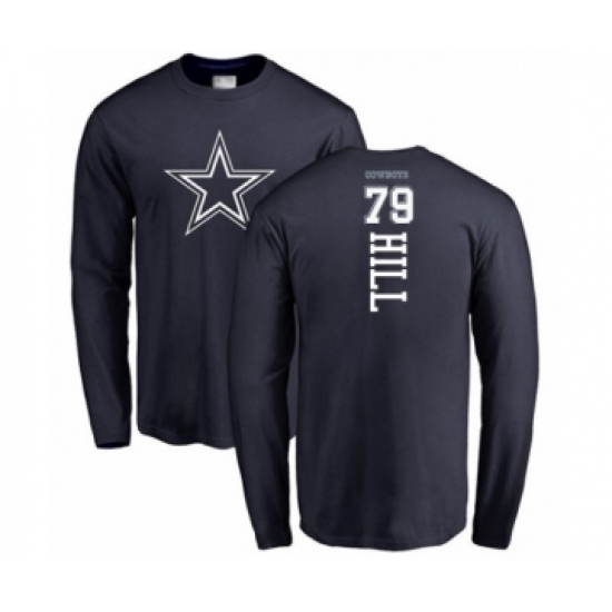 Football Dallas Cowboys #79 Trysten Hill Navy Blue Backer Long Sleeve T-Shirt - Ujersey