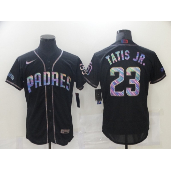 Men's San Diego Padres #23 Fernando Tatis Jr. Black 2021 Iridescent Logo Jersey Jersey - Ujersey