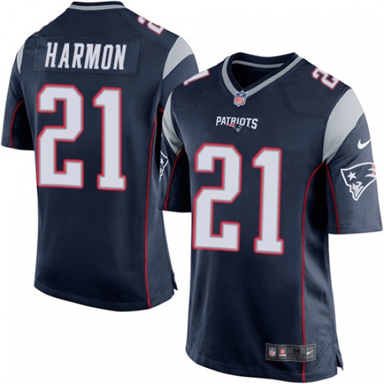 Men's Nike New England Patriots #21 Duron Harmon Game Navy Blue Team Color NFL Jersey - Ujersey