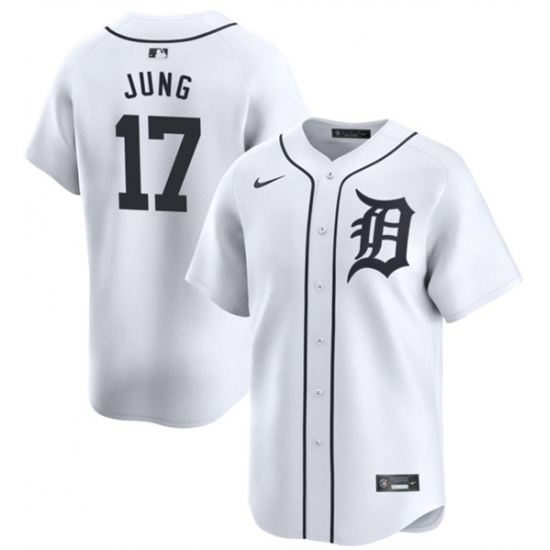 Men's Detroit Tigers #17 Jace Jung White 2024 Home Limited Stitched Baseball Jersey - Ujersey