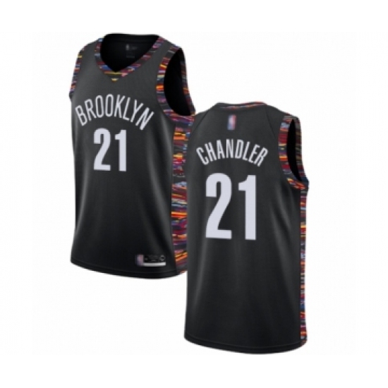 Men's Brooklyn Nets #21 Wilson Chandler Authentic Black Basketball Jersey - 2018 19 City Edition - Ujersey