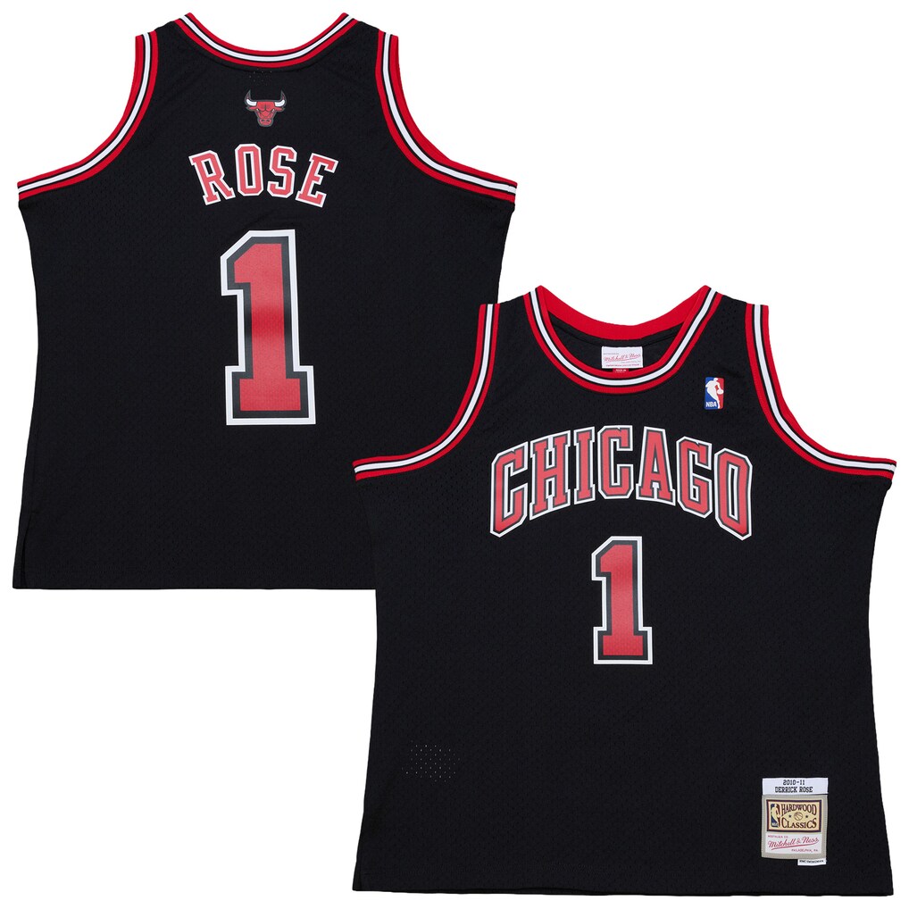 Men's Chicago Bulls Derrick Rose Mitchell & Ness Black Big & Tall 2010/11 Swingman Jersey - Ujersey Shop