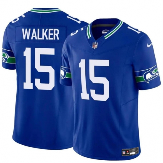 Men's Seattle Seahawks #15 P.J. Walker Royal 2024 F.U.S.E Throwback Vapor Limited Football Stitched Jersey - Ujersey