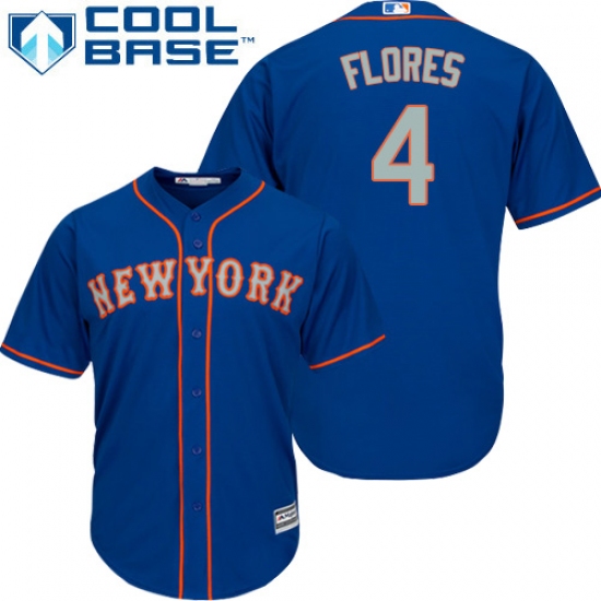 Men's Majestic New York Mets #4 Wilmer Flores Replica Royal Blue Alternate Road Cool Base MLB Jersey - Ujersey