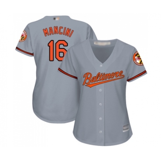 Women's Baltimore Orioles #16 Trey Mancini Replica Grey Road Cool Base Baseball Jersey