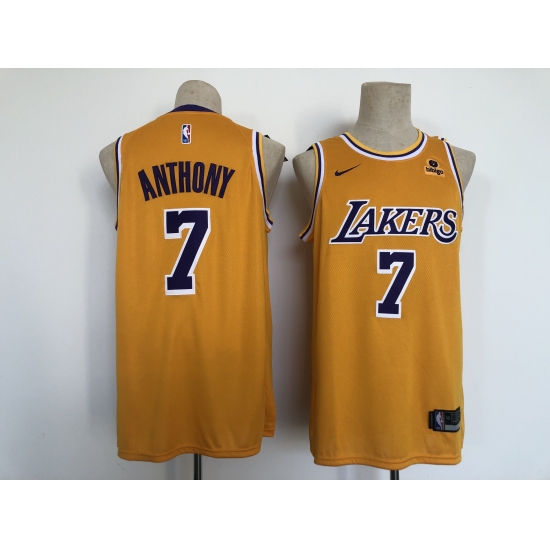 Men's Los Angeles Lakers #7 Carmelo Anthony Yellow Stitched Basketball Jersey - Ujersey