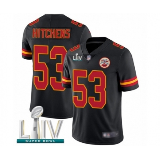 Men's Kansas City Chiefs #53 Anthony Hitchens Limited Black Rush Vapor Untouchable Super Bowl LIV Bound Football Jersey - Ujersey