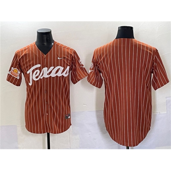 Men's Texas Longhorns Blank Orange Pinstripe 2025 Softball National Champions & SEC Patch Stitched Jersey - Ujersey