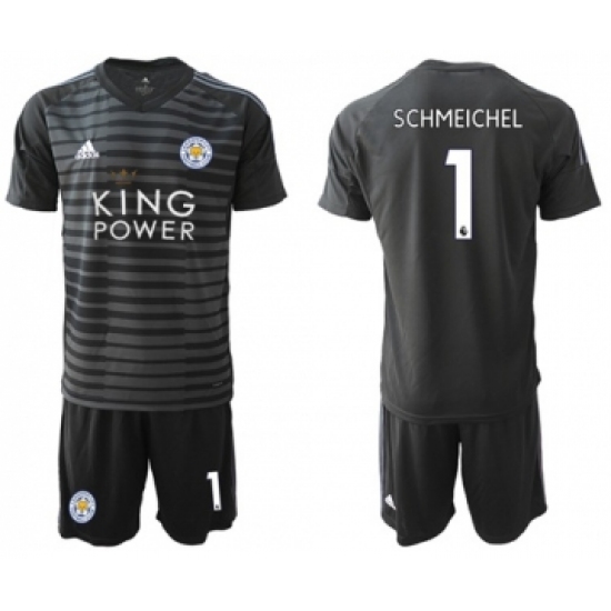Leicester City #1 Schmeichel Black Goalkeeper Soccer Club Jersey