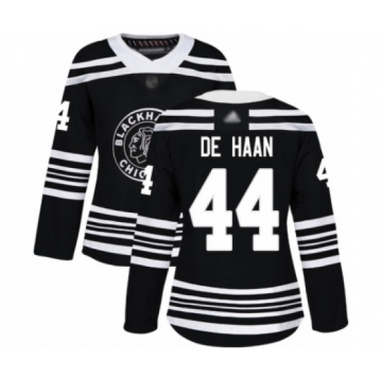 Women's Chicago Blackhawks #44 Calvin De Haan Authentic Black Alternate Hockey Jersey - Ujersey