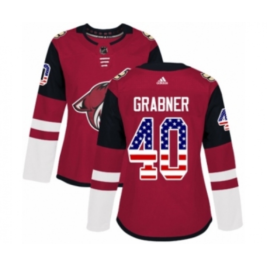 Women's Adidas Arizona Coyotes #40 Michael Grabner Authentic Red USA Flag Fashion NHL Jersey - Ujersey