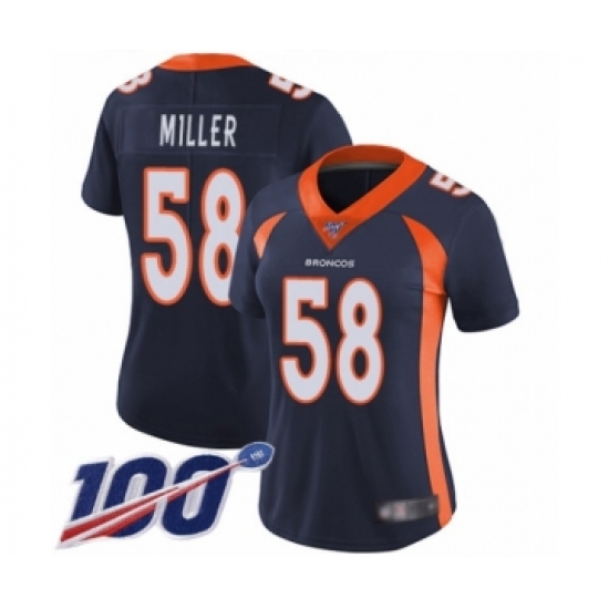 Women's Nike Denver Broncos #58 Von Miller Navy Blue Alternate Vapor Untouchable Limited Player 100th Season NFL Jersey - Ujersey
