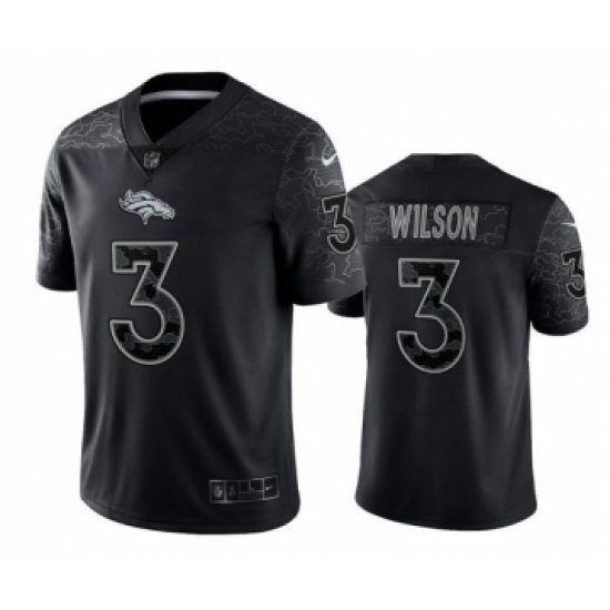 Men's Denver Broncos #3 Russell Wilson Black Reflective Limited Stitched Football Jersey - Ujersey