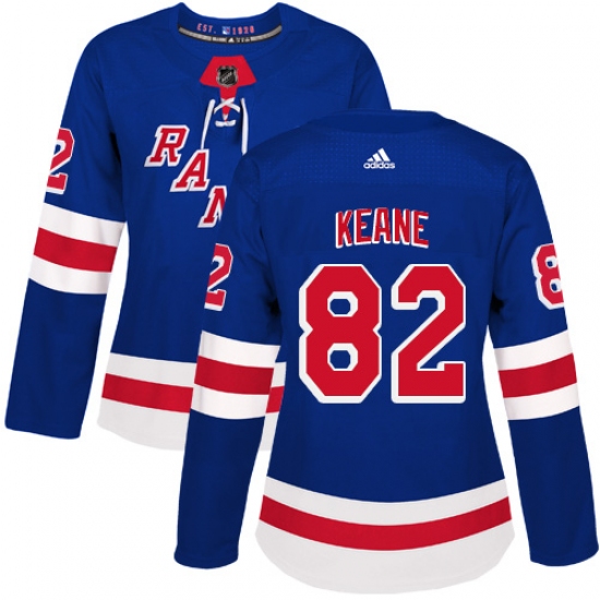 Women's Adidas New York Rangers #82 Joey Keane Premier Royal Blue Home NHL Jersey - Ujersey