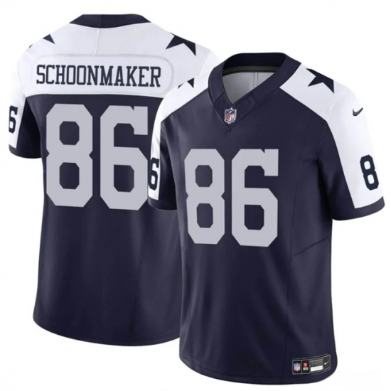 Men's Dallas Cowboys #86 Luke Schoonmaker Navy White Thanksgiving Vapor Untouchable Limited Stitched Football Jersey - Ujersey