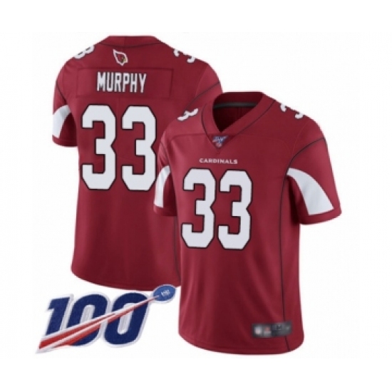 Men's Arizona Cardinals #33 Byron Murphy Red Team Color Vapor Untouchable Limited Player 100th Season Football Jersey - Ujersey