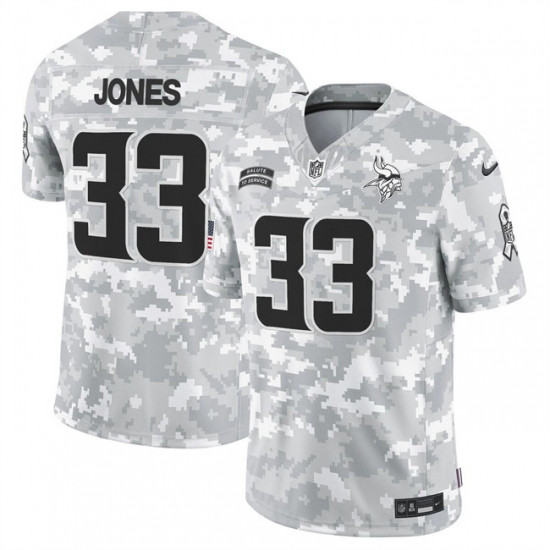 Men's Minnesota Vikings #33 Aaron Jones 2024 F.U.S.E Arctic Camo Salute To Service Limited Stitched Football Jersey - Ujersey