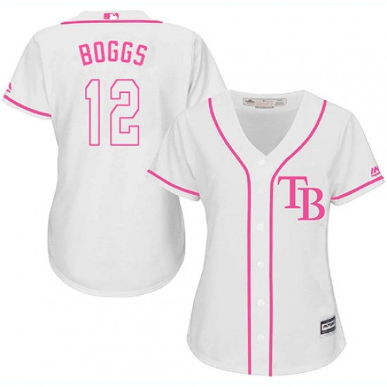 Women's Majestic Tampa Bay Rays #12 Wade Boggs Replica White Fashion Cool Base MLB Jersey - Ujersey