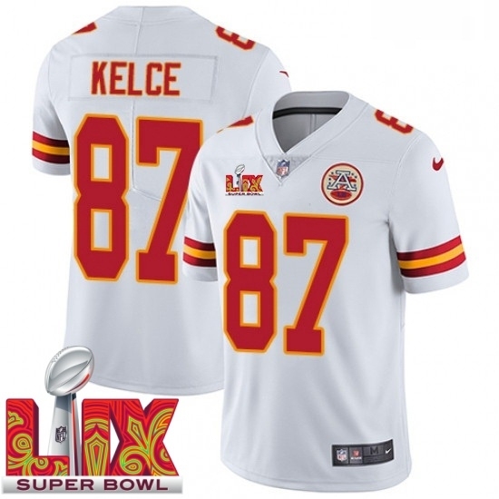 Men's Kansas City Chiefs Travis Kelce #87 White 2024 2025 Super Bowl LIX F U S E Stitched Jersey - Ujersey