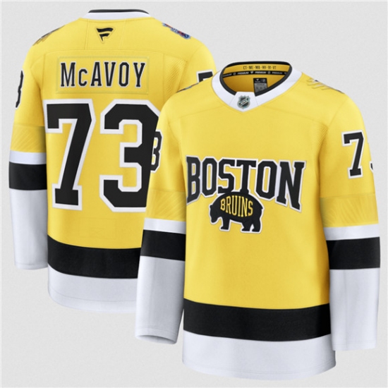 Men's Boston Bruins #73 Charlie McAvoy Gold 2026 Stadium Series Stitched Hockey Jersey - Ujersey