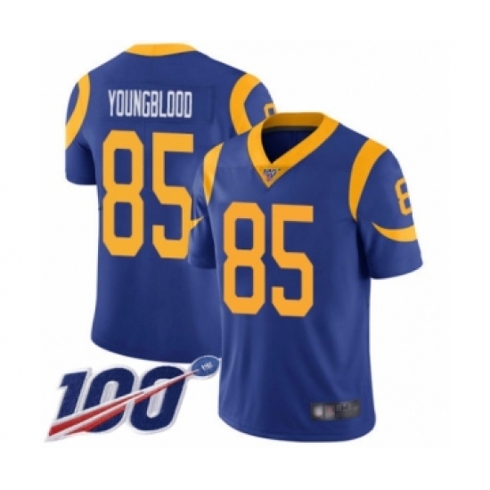 Men's Los Angeles Rams #85 Jack Youngblood Royal Blue Alternate Vapor Untouchable Limited Player 100th Season Football Jersey - Ujersey