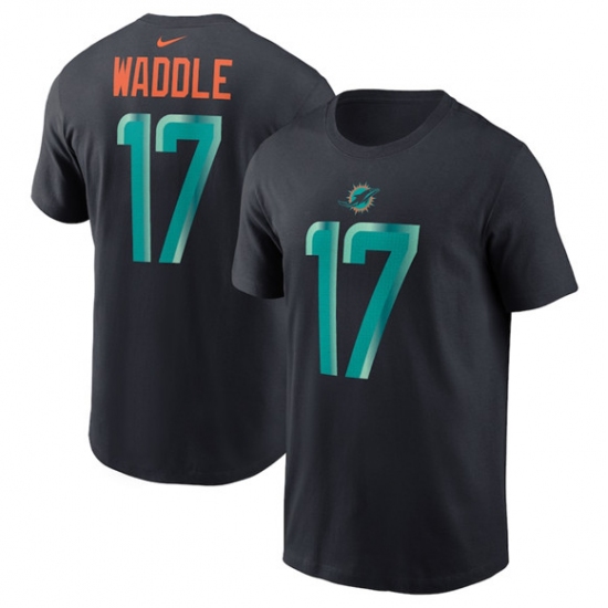 Men's Miami Dolphins #17 Jaylen Waddle Black 2025 Rivalries Collection Player Name & Number T-Shirt - Ujersey