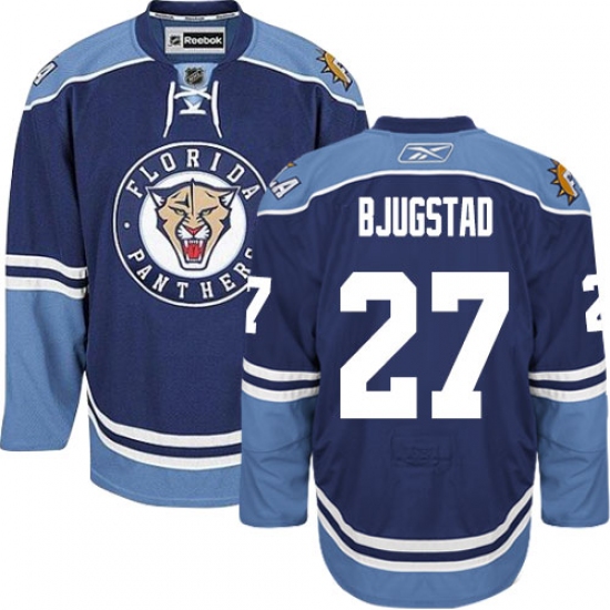 Men's Reebok Florida Panthers #27 Nick Bjugstad Premier Navy Blue Third NHL Jersey - Ujersey