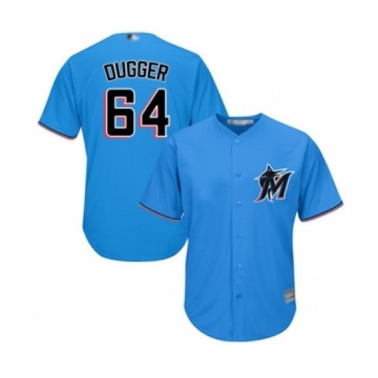 Youth Miami Marlins #64 Robert Dugger Authentic Blue Alternate 1 Cool Base Baseball Player Jersey - Ujersey