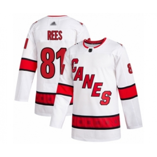 Men's Carolina Hurricanes #81 Jamieson Rees Authentic White Away Hockey Jersey - Ujersey