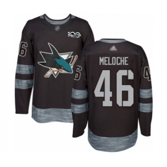 Men's San Jose Sharks #46 Nicolas Meloche Authentic Black 1917-2017 100th Anniversary Hockey Jersey