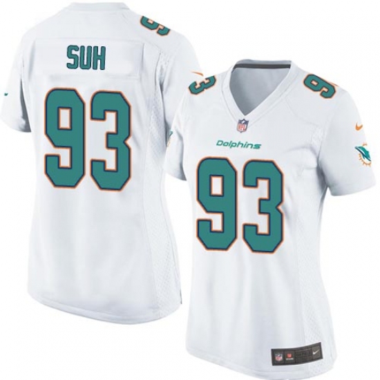 Women's Nike Miami Dolphins #93 Ndamukong Suh Game White NFL Jersey