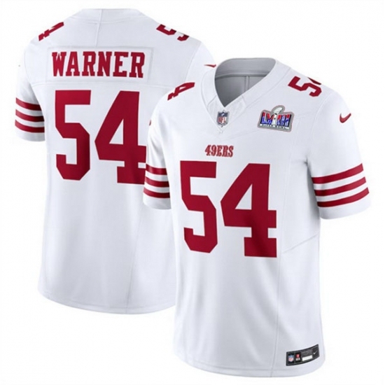 Men's San Francisco 49ers #54 Fred Warner White 2023 F U S E Vapor Untouchable Limited Stitched Football 2024 Super Bowl LVIII Jersey - Ujersey