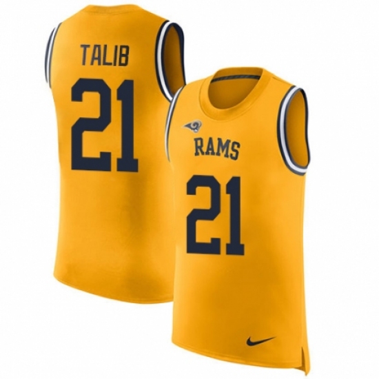 Men's Nike Los Angeles Rams #21 Aqib Talib Limited Gold Rush Player Name & Number Tank Top NFL Jersey - Ujersey