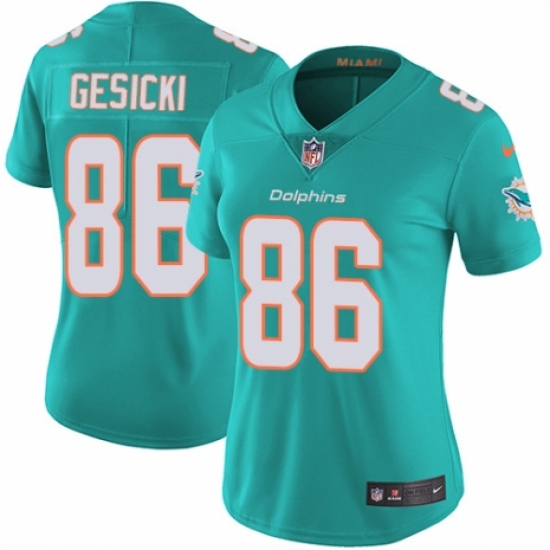 Women's Nike Miami Dolphins #86 Mike Gesicki Aqua Green Team Color Vapor Untouchable Elite Player NFL Jersey - Ujersey