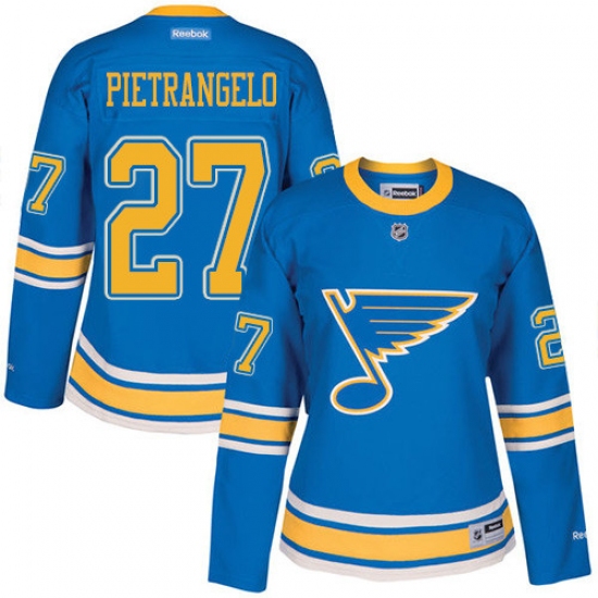 Women's Reebok St. Louis Blues #27 Alex Pietrangelo Premier Blue 2017 Winter Classic NHL Jersey - Ujersey