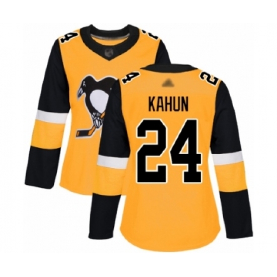 Women's Pittsburgh Penguins #24 Dominik Kahun Authentic Gold Alternate Hockey Jersey - Ujersey