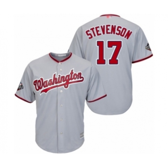 Youth Washington Nationals #17 Andrew Stevenson Authentic Grey Road Cool Base 2019 World Series Bound Baseball Jersey - Ujersey