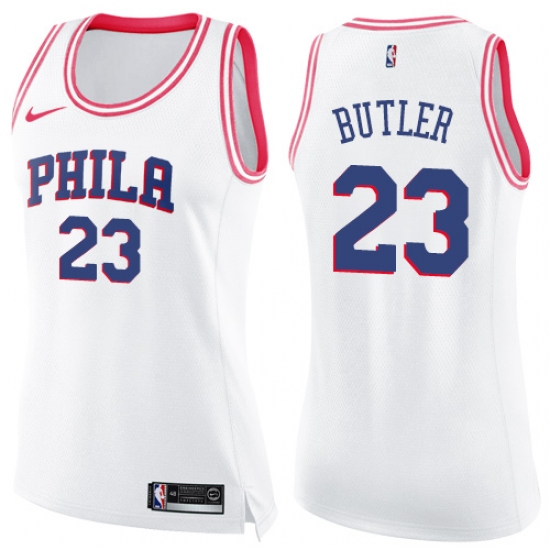 Women's Nike Philadelphia 76ers #23 Jimmy Butler Swingman WhitePink Fashion NBA Jersey - Ujersey