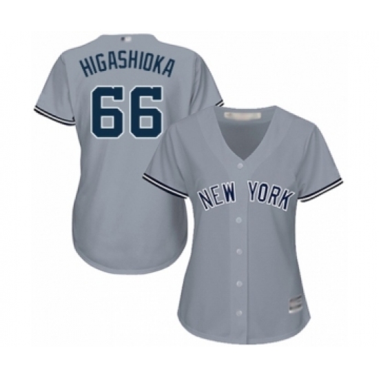 Women's New York Yankees #66 Kyle Higashioka Authentic Grey Road Baseball Player Jersey - Ujersey